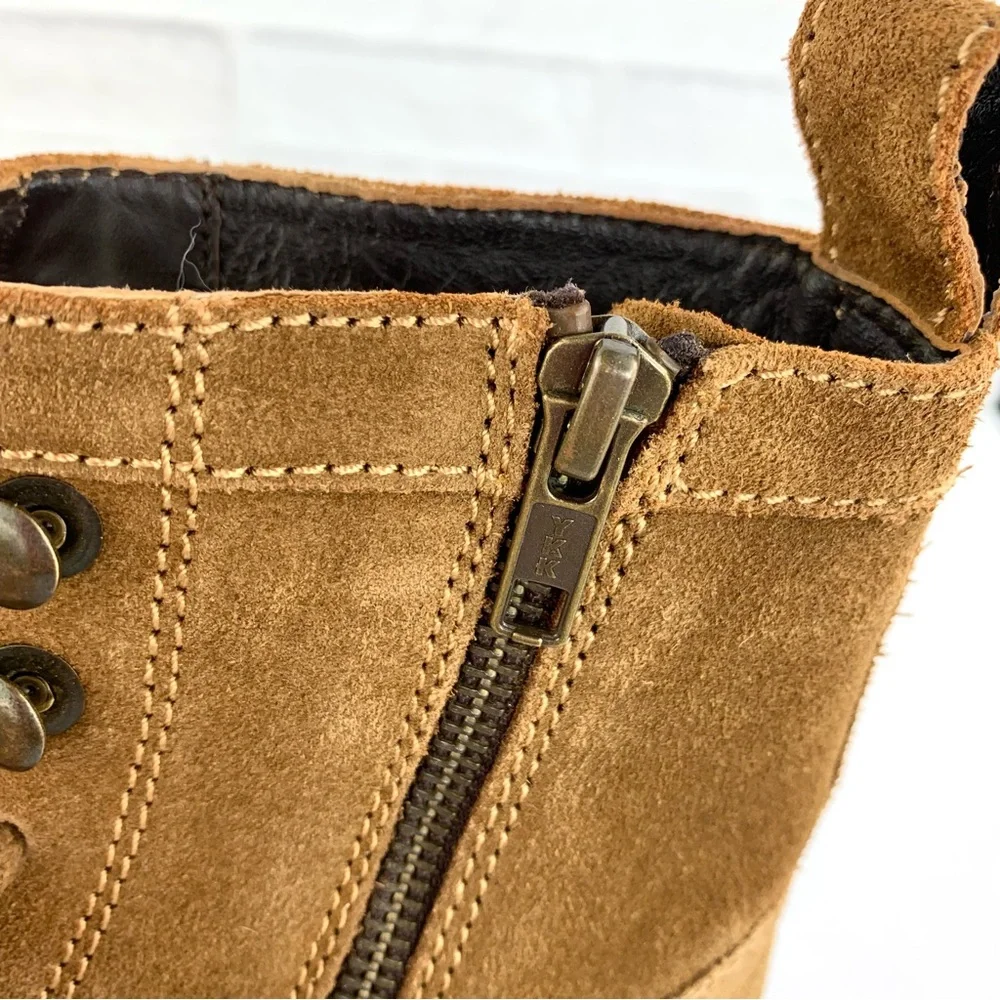 NEW! Frye Men’s Russell Suede Cognac Lace Up Cap Boots Size 8